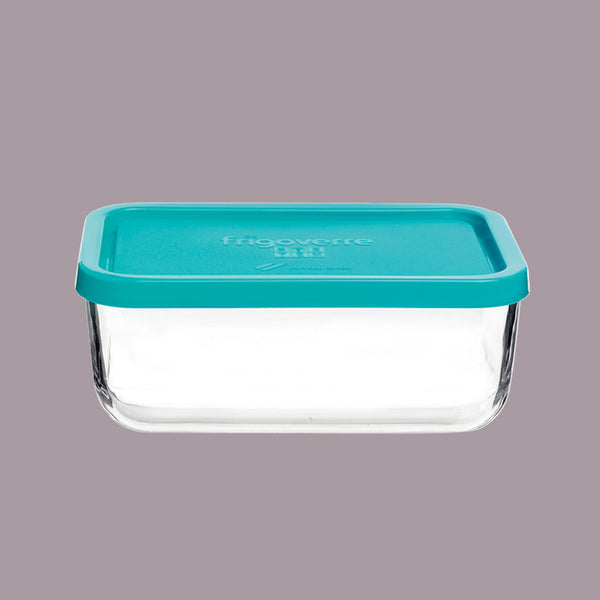 GlassBowl Rectangular - Blue lid 21x13x8cm - Kolli (8 pieces) price per pcs.